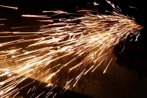 Texture, sparks from welding close-up Stock Photos
