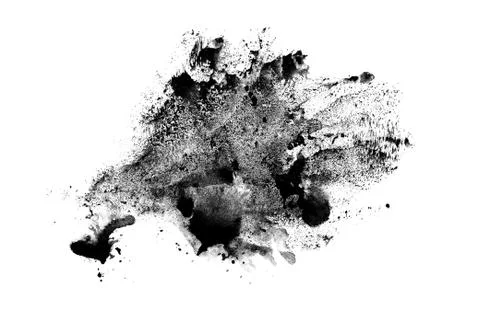 Texture splash of black paint on a white background. an energetic spot with s Stock Illustration