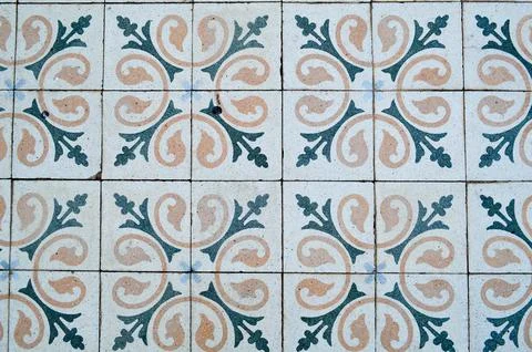The texture of square ceramic tiles with patterns from traditional Arabic orn Stock Photos