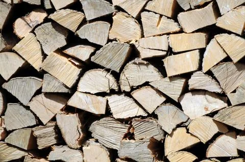 Texture of a stack of firewood Stock Photos