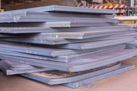 Texture of stack steel,Stack of slab. Stock Photos