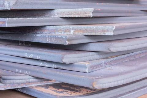 Texture of stack steel,Stack of slab. Stock Photos