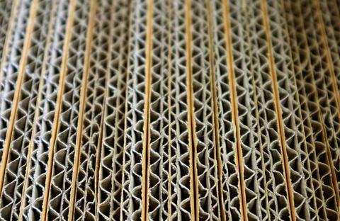 Texture of Stack of Unfold Brown Corrugated Paper Boxes Stockfoto's