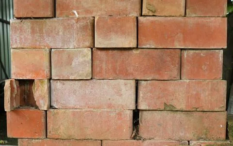 Texture of stacked old brick blocks Stock Photos