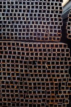 Texture of stainless steel rectangular bars of metal Stock Photos