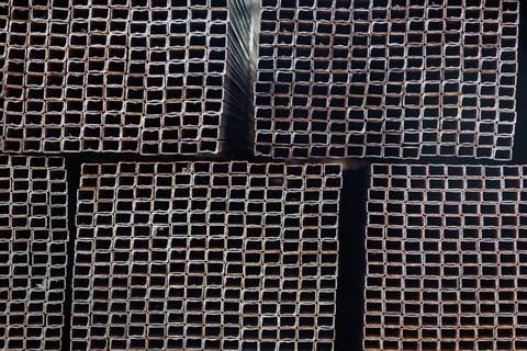 Texture of stainless steel rectangular bars of metal Stock Photos