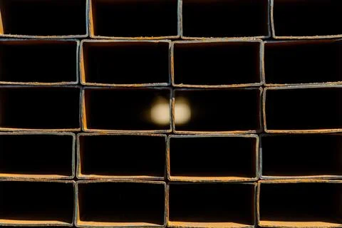 Texture of stainless steel rectangular bars of metal Stock Photos