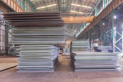 Texture of steel plate, Stack of steel plate, Product of steel making. Stock Photos