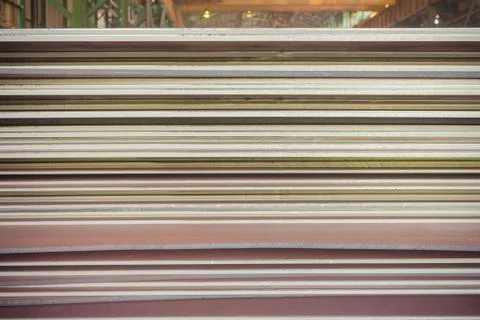Texture of steel plate, Stack of steel plate, Product of steel making. Stock Photos