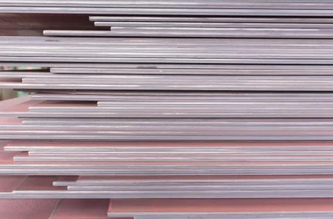 Texture of steel plate, Stack of steel plate, Product of steel making. Stock Photos