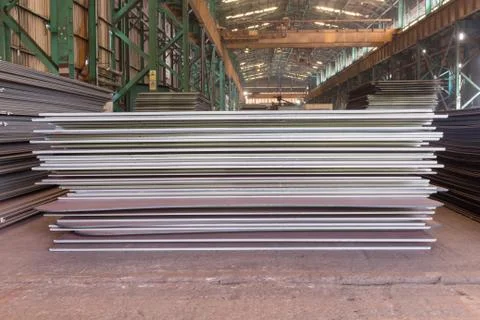 Texture of steel plate, Stack of steel plate, Product of steel making. Foto stock