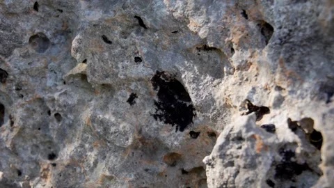 The texture of the stone close-up. Rough rock wall. Vídeo Stock 251638760