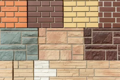 Texture of stone wall and brick panels for interior and exterior decoration d Stock Photos