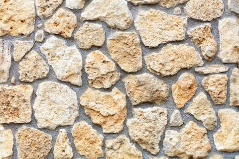 Texture of a stone wall extruded from a large cobblestone of a shell rock, .. Стоковые фото