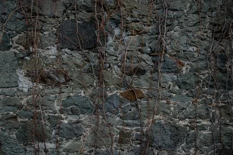 Texture of stone wall made of grey stones Stock Photos