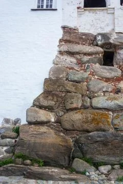 The texture of the stone walls of the Solovetsky monastery. Stock Photos