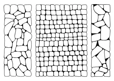 Texture of stones. wall from bricks set vector. paved stone walkways Stock Illustration