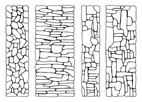 Texture of stones. wall from bricks set vector. paved flat stone surfaces. ha Stock Illustration