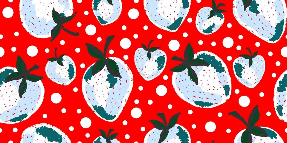 Texture of strawberries. Berry pattern. Cartoon style. Hand drawn elements. V Stock Illustration