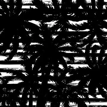 Texture striped pattern with black palm trees. Summer background. Holiday bac 스톡 일러스트