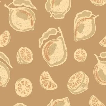 Texture stylized pattern with lemons and limes seamless endless vector rappor Stock Illustration