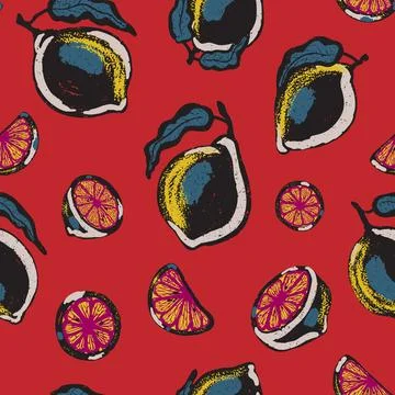 Texture stylized pattern with lemons and limes seamless endless vector rappor Stock Illustration