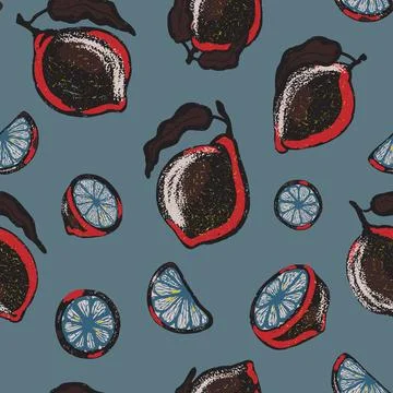 Texture stylized pattern with lemons and limes seamless endless vector rappor Stock Illustration