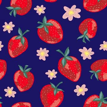 Texture stylized pattern with strawberry berry seamless endless vector rappor 스톡 일러스트