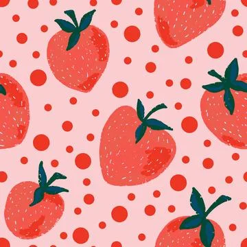 Texture stylized pattern with strawberry berry seamless endless vector rappor Illustrazione stock
