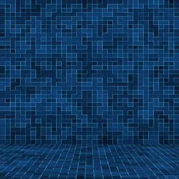 Texture Swimming pool Mosaic tile background. Wallpaper, banner, backdrop. Stock Illustration
