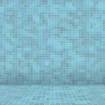 Texture Swimming pool Mosaic tile background. Wallpaper, banner, backdrop. Stock Illustration