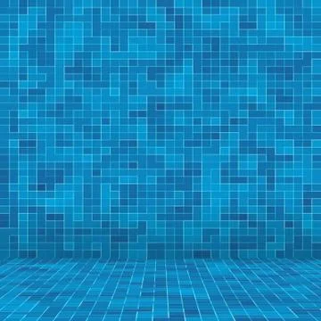 Texture Swimming pool Mosaic tile background. Wallpaper, banner, backdrop. Stock Illustration