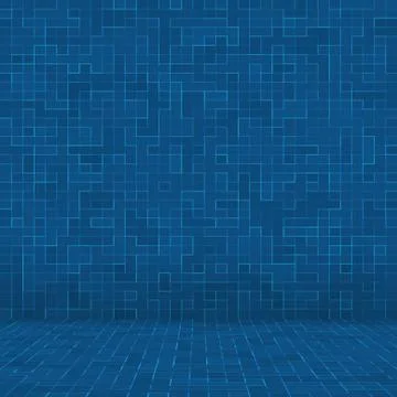 Texture Swimming pool Mosaic tile background. Wallpaper, banner, backdrop. Stock Illustration