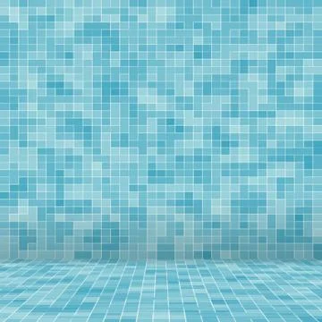Texture Swimming pool Mosaic tile background. Wallpaper, banner, backdrop. Stock Illustration