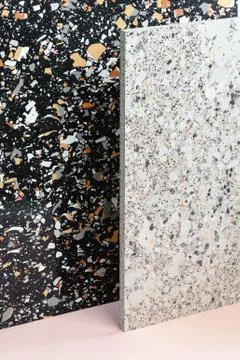 The texture of Terrazio in different colors is light and dark.. Stock Photos