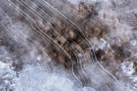 The texture of the thin ice on the water surface Stock Photos