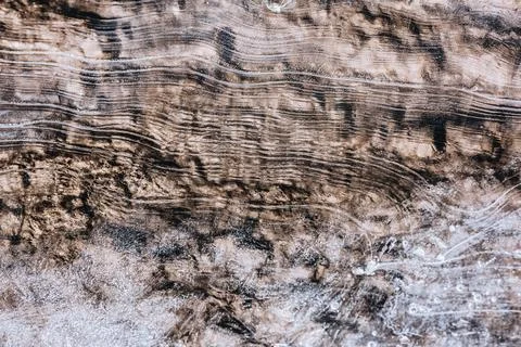 The texture of the thin ice on the water surface Stock Photos