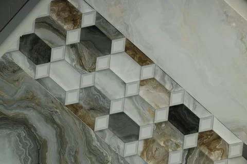 Texture of tiles with different patterns as background, top view Foto stock