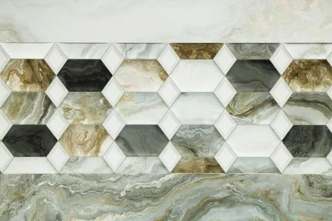 Texture of tiles with different patterns as background, top view Foto stock