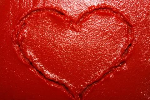 The texture of tomato paste.Ketchup background. Stock Photos