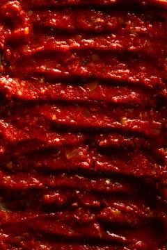 Texture of tomato sauce close-up Stock Photos