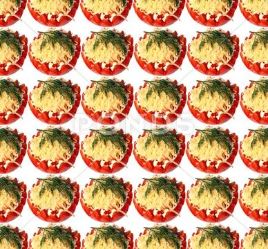Texture of the tomatoes, cheese and dill Stock Illustration