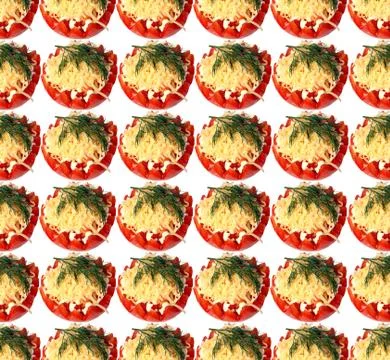 Texture of the tomatoes, cheese and dill Stock Illustration