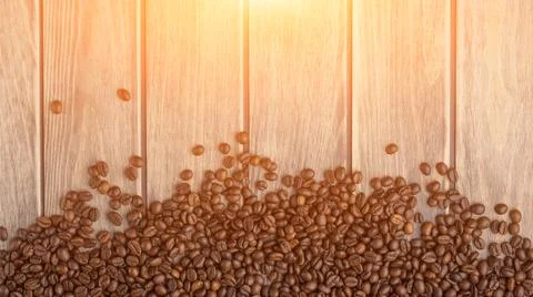 Texture of a tree with coffee beans. With an empty place for inscription or a Stock Photos