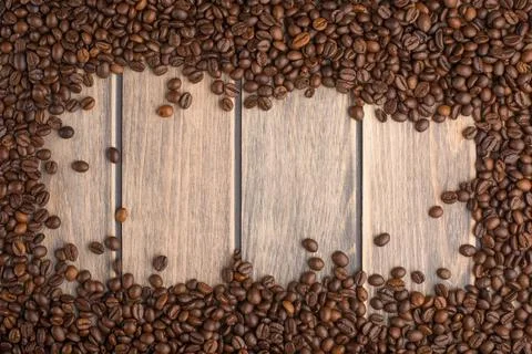 Texture of a tree with coffee beans. With an empty place for inscription or a Stock Photos