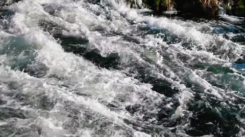 Texture Of Turbulent White Water Currents Rushing Video stock 337248281