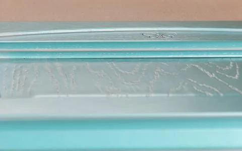 Texture of turquoise classic kitchen facade in shabby chic style close-up. ba Stock Photos
