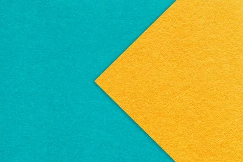 Texture of turquoise paper background, half two colors with yellow arrow, mac 写真素材