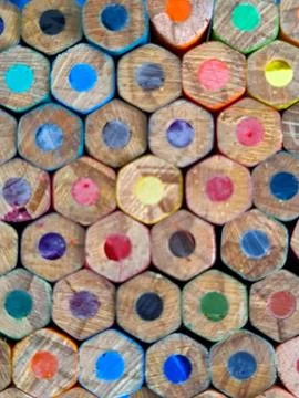 TEXTURE OF UNSHARP COLOR PENCIL, VIEWED CLOSE UP Stock Photos