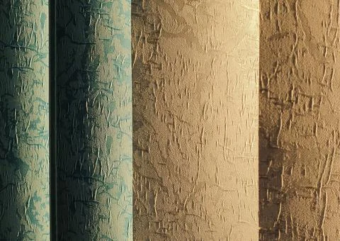 Texture of vertical wide blinds inside window in light of sunset Stock Photos